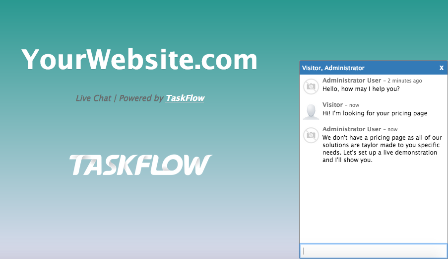 Try out website live chat on our demo server